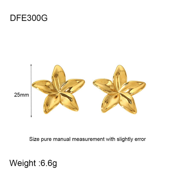 Wholesale Stainless Steel 18K Gold Plated Polished Lily Flower Earrings For Women
