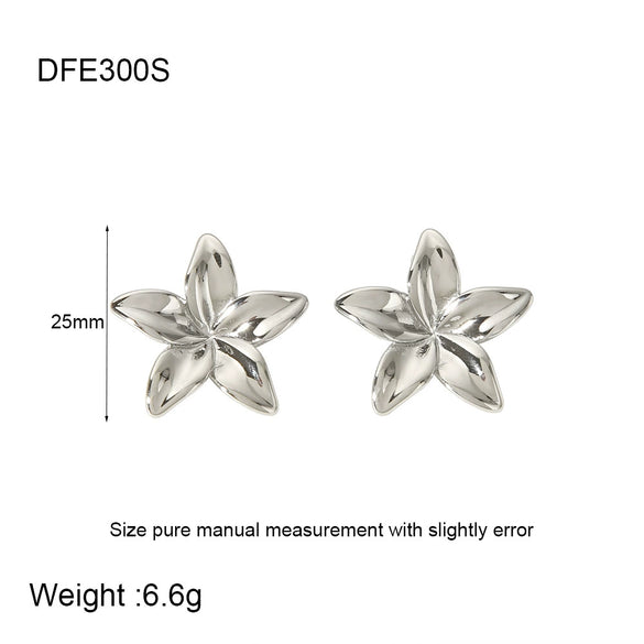 Wholesale Stainless Steel 18K Gold Plated Polished Lily Flower Earrings For Women