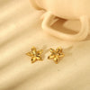 Wholesale Stainless Steel 18K Gold Plated Polished Lily Flower Earrings For Women