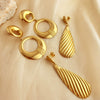Wholesale Stainless Steel 18K Gold Plated Retro Geometric Drop Earrings High Sense Style For Women