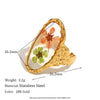 Wholesale Stainless Steel 18K Gold Plated Retro Temperament Geometric Pattern Open Flower Women's Bracelet
