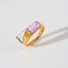 Wholesale Stainless Steel 18K Gold Plated Ring With Cast Water Drop Zircon And Geometric Diamond Shape Retro Design Jewelry