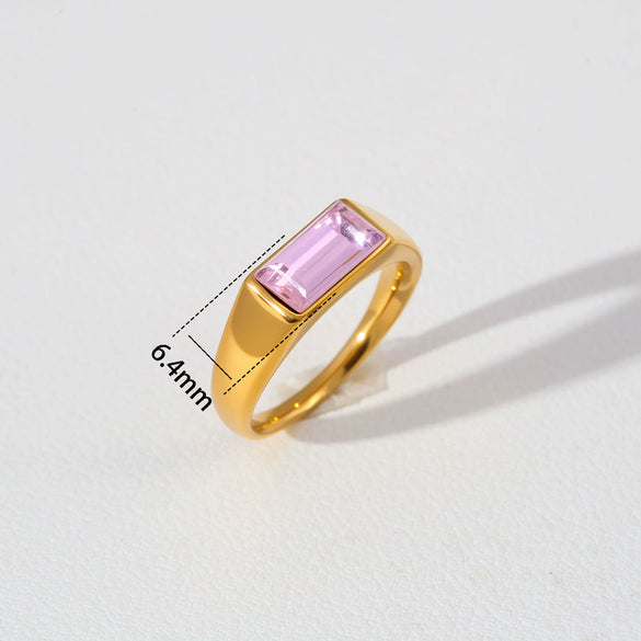 Wholesale Stainless Steel 18K Gold Plated Ring With Cast Water Drop Zircon And Geometric Diamond Shape Retro Design Jewelry
