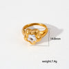 Wholesale Stainless Steel 18K Gold Plated Ring With Cast Water Drop Zircon And Geometric Diamond Shape Retro Design Jewelry