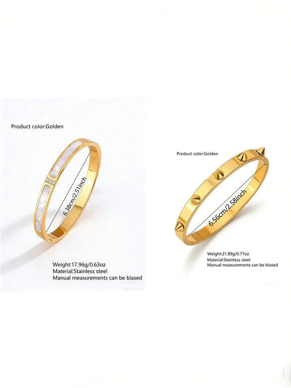Wholesale Stainless Steel 18K Gold Plated Rivet Dangle Bangle Bracelet