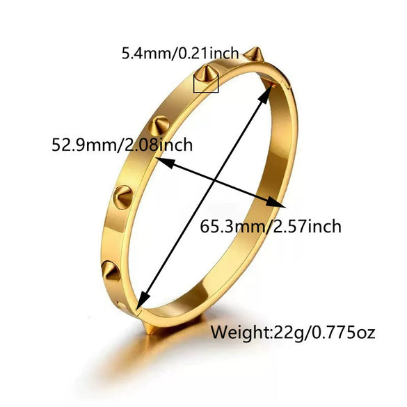 Wholesale Stainless Steel 18K Gold Plated Rivet Dangle Bangle Bracelet