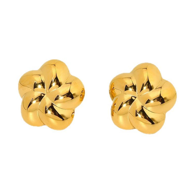 Wholesale Stainless Steel 18K Gold Plated Rotating Flower Earrings For Women