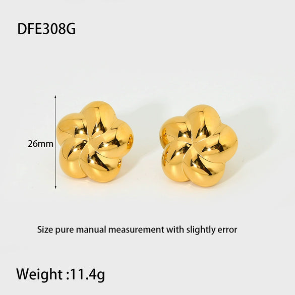 Wholesale Stainless Steel 18K Gold Plated Rotating Flower Earrings For Women