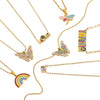 Wholesale Stainless Steel 18K Gold Plated Simple Butterfly Rainbow Love Color Geometric Niche Oil Drop Clavicle Necklace With Vacuum Plating In Furnace 18K Treatment For Women