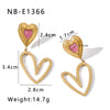 Wholesale Stainless Steel 18K Gold Plated Specialshaped Heart Geometric Love Drop Oil Earrings With Furnace Vacuum Plating For Women