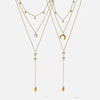 Wholesale Stainless Steel 18K Gold Plated Star And Drop Shape Pendant Oshaped Chain Necklace For Women