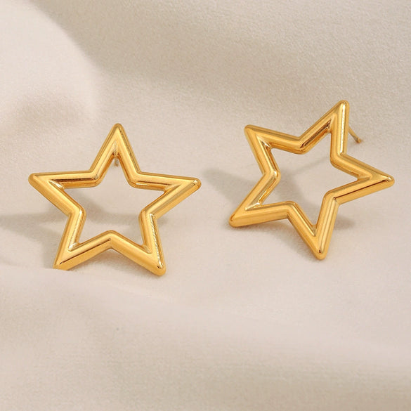 Wholesale Stainless Steel 18K Gold Plated Star Earrings