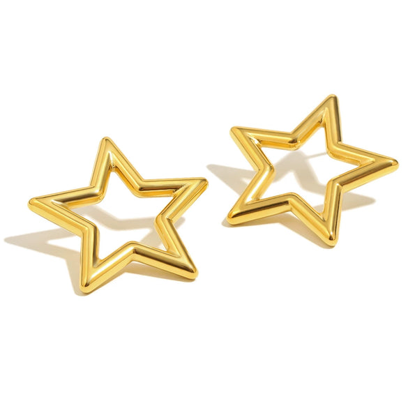 Wholesale Stainless Steel 18K Gold Plated Star Earrings