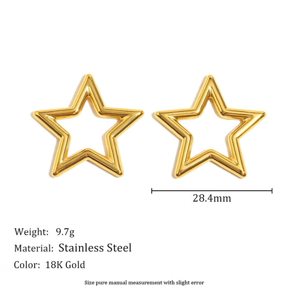 Wholesale Stainless Steel 18K Gold Plated Star Earrings