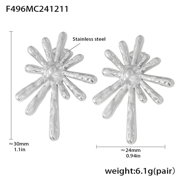 Wholesale Stainless Steel 18K Gold Plated Sunflower Light Radial Exaggerated Personality Earrings With Electroplating Process