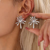 Wholesale Stainless Steel 18K Gold Plated Sunflower Light Radial Exaggerated Personality Earrings With Electroplating Process