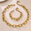 Wholesale Stainless Steel 18K Gold Plated Thick Chain Necklace And Bracelet Set For Women With Simple And Luxurious Design
