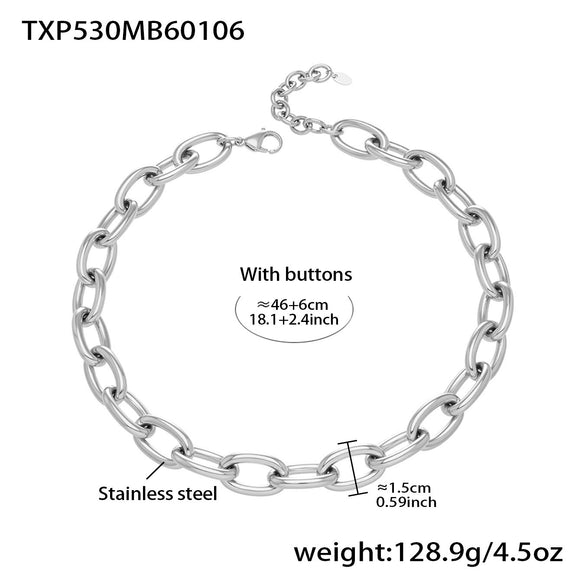 Wholesale Stainless Steel 18K Gold Plated Thick Chain Necklace And Bracelet Set For Women With Simple And Luxurious Design