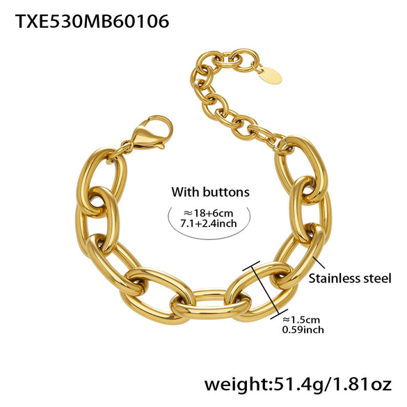Wholesale Stainless Steel 18K Gold Plated Thick Chain Necklace And Bracelet Set For Women With Simple And Luxurious Design