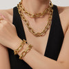 Wholesale Stainless Steel 18K Gold Plated Thick Chain Necklace And Bracelet Set For Women With Simple And Luxurious Design