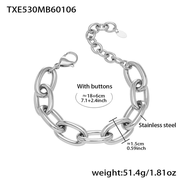 Wholesale Stainless Steel 18K Gold Plated Thick Chain Necklace And Bracelet Set For Women With Simple And Luxurious Design