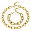 Wholesale Stainless Steel 18K Gold Plated Thick Chain Necklace And Bracelet Set For Women With Simple And Luxurious Design