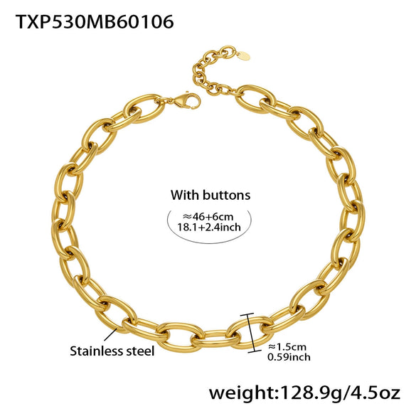 Wholesale Stainless Steel 18K Gold Plated Thick Chain Necklace And Bracelet Set For Women With Simple And Luxurious Design