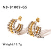 Wholesale Stainless Steel 18K Gold Plated Three Layer Beaded Round C Shaped Earrings For Women With Electroplating Process