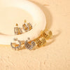 Wholesale Stainless Steel 18K Gold Plated Three Layer Beaded Round C Shaped Earrings For Women With Electroplating Process