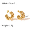 Wholesale Stainless Steel 18K Gold Plated Three Layer Beaded Round C Shaped Earrings For Women With Electroplating Process