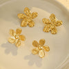 Wholesale Stainless Steel 18K Gold Plated Women's Flower Shape Retro Style Earrings