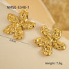 Wholesale Stainless Steel 18K Gold Plated Women's Flower Shape Retro Style Earrings