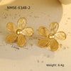 Wholesale Stainless Steel 18K Gold Plated Women's Flower Shape Retro Style Earrings