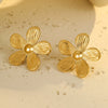 Wholesale Stainless Steel 18K Gold Plated Women's Flower Shape Retro Style Earrings