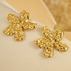 Wholesale Stainless Steel 18K Gold Plated Women's Flower Shape Retro Style Earrings