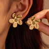 Wholesale Stainless Steel 18K Gold Plated Women's Flower Shape Retro Style Earrings