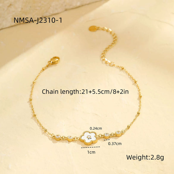 Wholesale Stainless Steel 18K Golden Geometric Five Leaf Flower Anklet