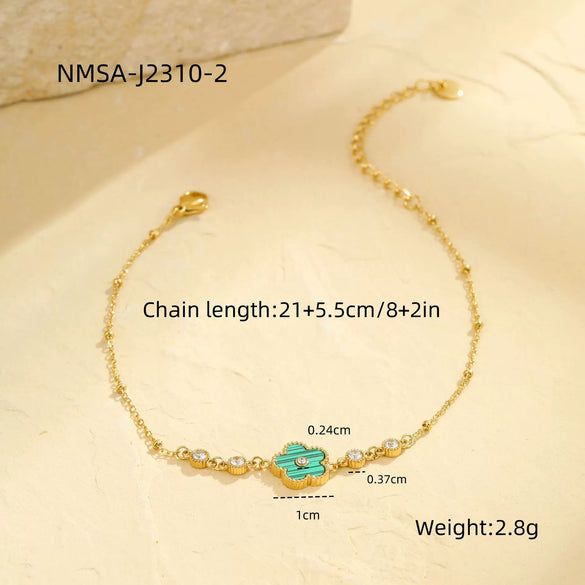 Wholesale Stainless Steel 18K Golden Geometric Five Leaf Flower Anklet