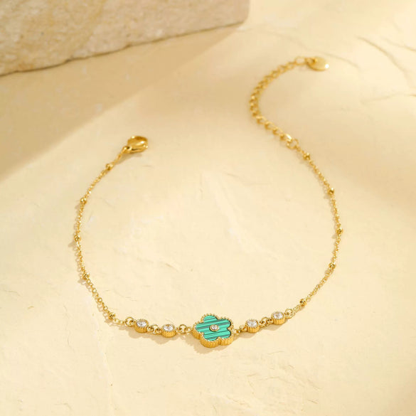 Wholesale Stainless Steel 18K Golden Geometric Five Leaf Flower Anklet