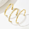 Wholesale Stainless Steel 14K Goldplated Diamondstudded Flower And Bamboo Open Bracelet Set With Niche Design