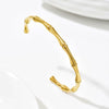Wholesale Stainless Steel 14K Goldplated Diamondstudded Flower And Bamboo Open Bracelet Set With Niche Design