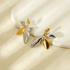 Wholesale Stainless Steel 18K Goldplated Electroplated Leafshaped Colorblocking Earrings For Women