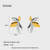 Wholesale Stainless Steel 18K Goldplated Electroplated Leafshaped Colorblocking Earrings For Women