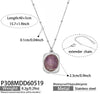 Wholesale Stainless Steel 18K Goldplated Geometric Necklace With Oval Natural Stone Inlay For Women