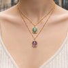 Wholesale Stainless Steel 18K Goldplated Geometric Necklace With Oval Natural Stone Inlay For Women