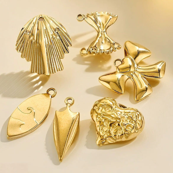 Wholesale Stainless Steel 18K Goldplated Minimalist Bow Trinket Pendant For Diy Necklace And Bracelet Handmade