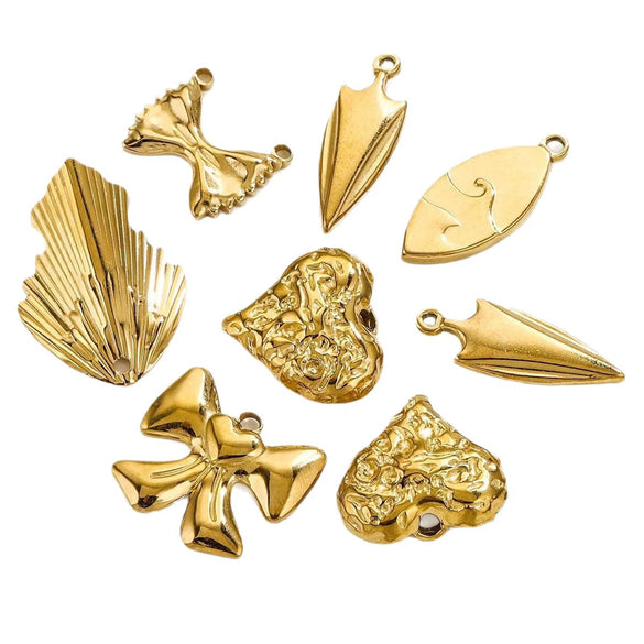 Wholesale Stainless Steel 18K Goldplated Minimalist Bow Trinket Pendant For Diy Necklace And Bracelet Handmade