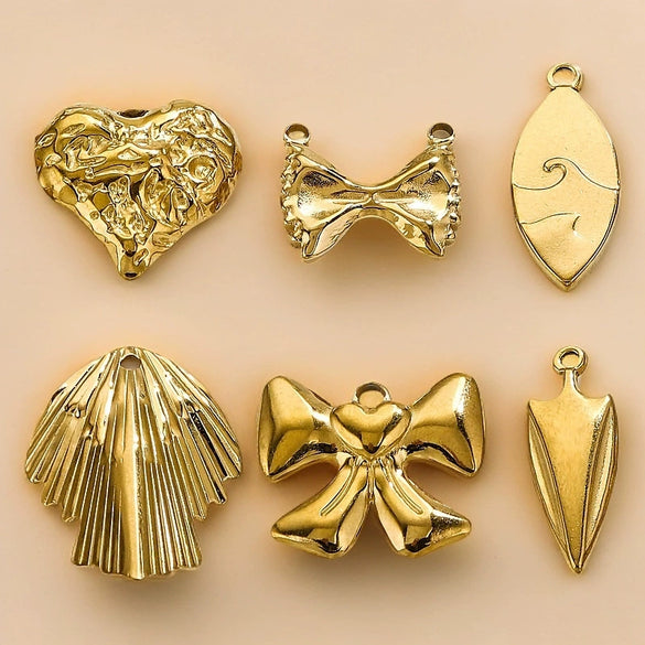 Wholesale Stainless Steel 18K Goldplated Minimalist Bow Trinket Pendant For Diy Necklace And Bracelet Handmade