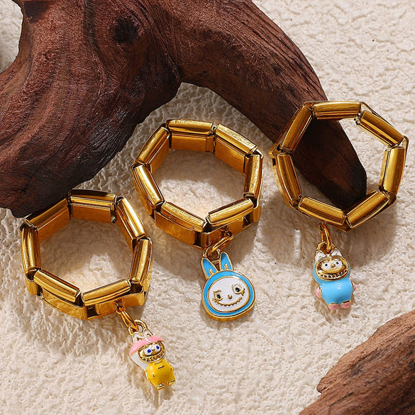 Wholesale 316L Stainless Steel 18K Goldplated Pendant Ring Fashion Jewelry For Women