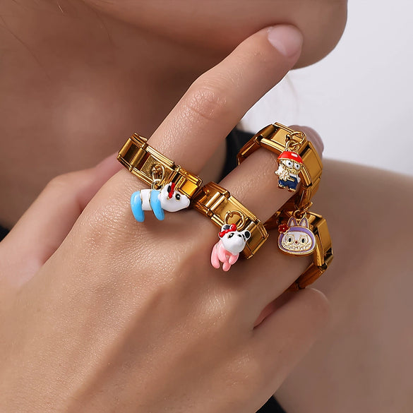 Wholesale 316L Stainless Steel 18K Goldplated Pendant Ring Fashion Jewelry For Women